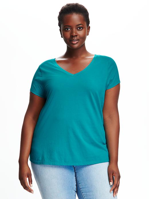 View large product image 1 of 1. Relaxed Plus-Size V-Neck Tee