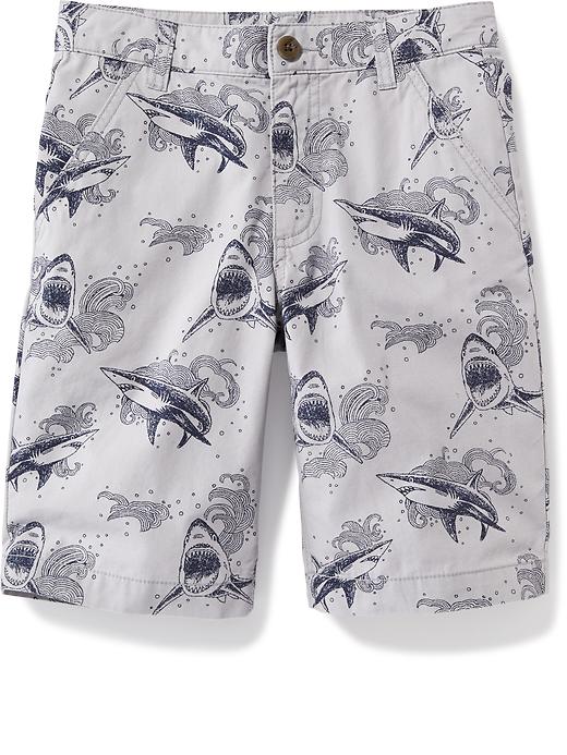 View large product image 1 of 2. Shark Printed Poplin Shorts for Boys