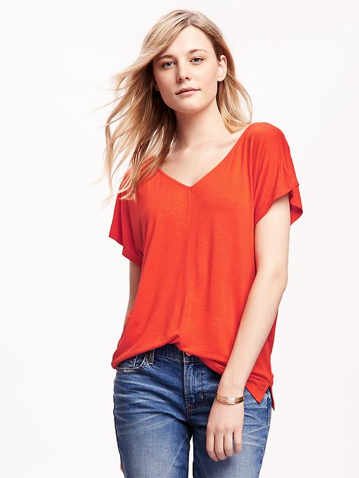 View large product image 1 of 1. Relaxed Double-V Top for Women