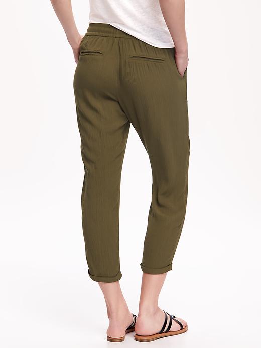 View large product image 2 of 3. Mid-Rise Drapey Gauze Pants for Women