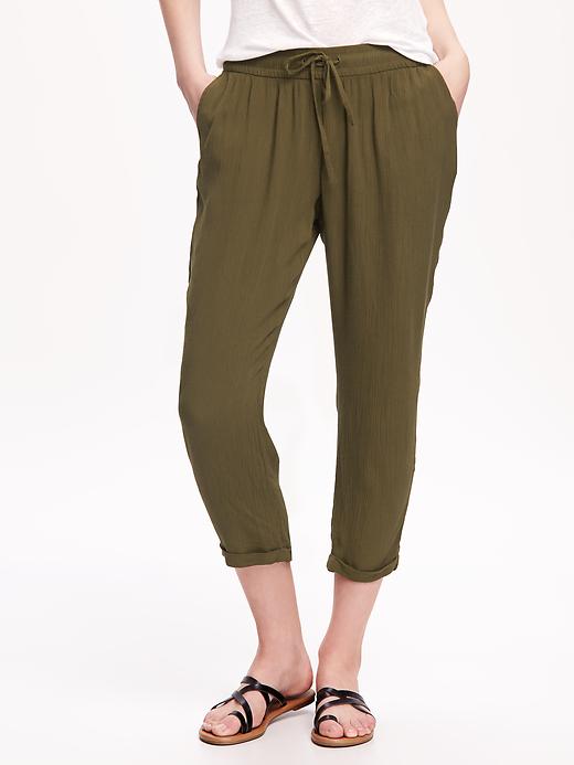 View large product image 1 of 3. Mid-Rise Drapey Gauze Pants for Women