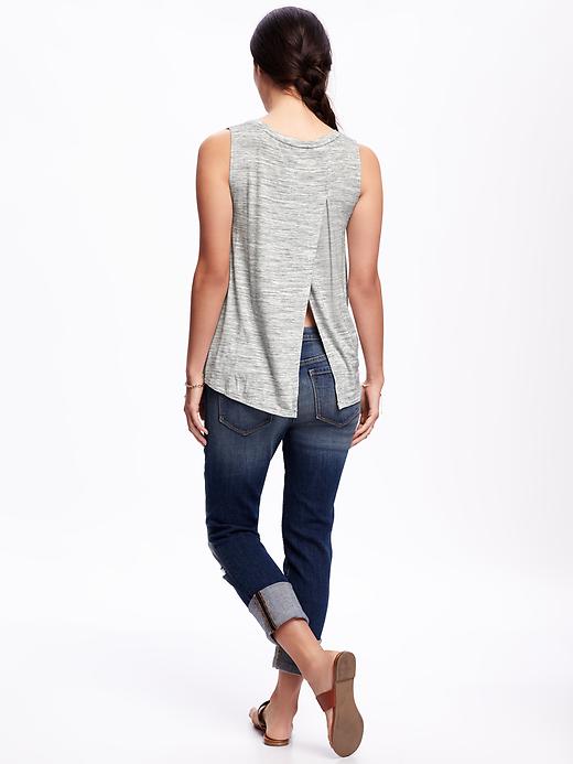 Image number 2 showing, Relaxed Hi-Lo Slit-Back Space-Dye Muscle Tank for Women