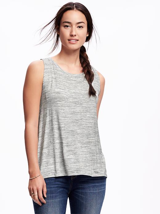 Image number 1 showing, Relaxed Hi-Lo Slit-Back Space-Dye Muscle Tank for Women