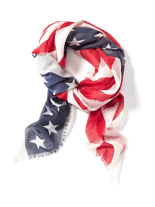 View large product image 2 of 3. Oversized American Flag Print Scarf for Women