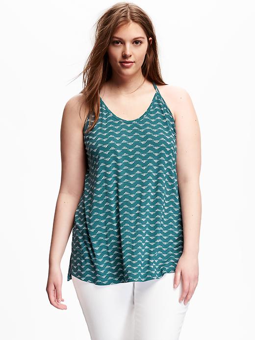 View large product image 1 of 1. Relaxed Plus-Size Strappy Keyhole Tank