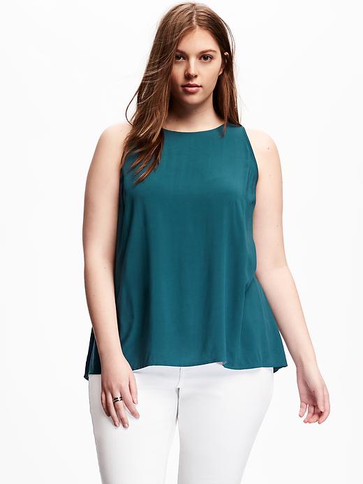 View large product image 1 of 1. High-Neck Plus-Size Trapeze Tank