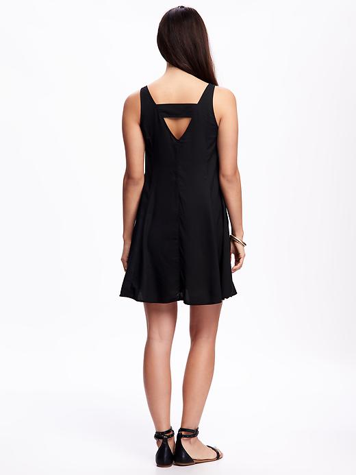 Image number 2 showing, Embroidered V-Neck Trapeze Dress for Women