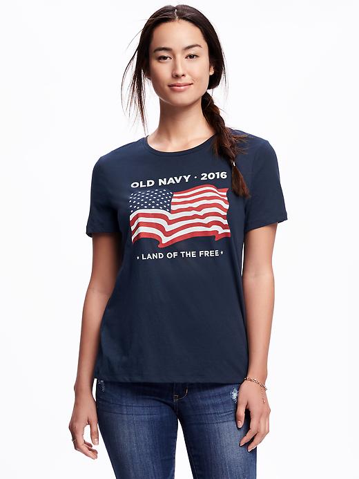 View large product image 1 of 1. Relaxed Flag Graphic Tee for Women
