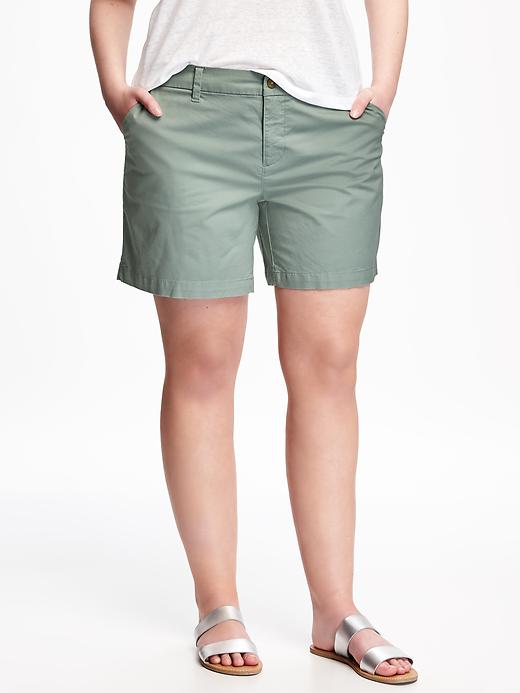 View large product image 1 of 1. Relaxed Mid-Rise Plus-Size Shorts (7")