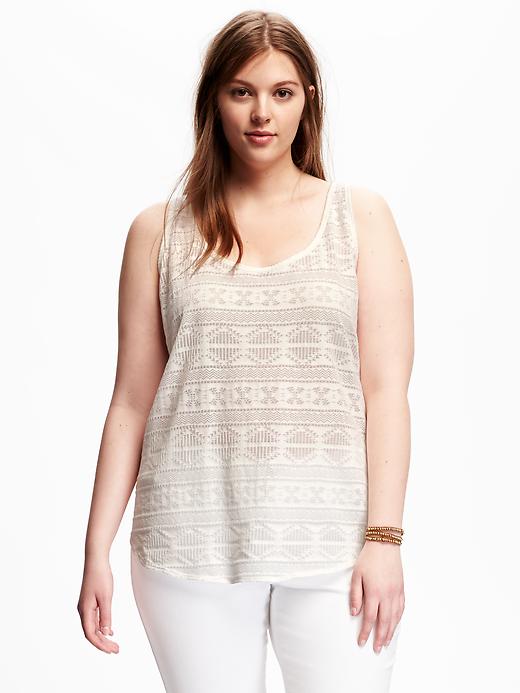 Image number 1 showing, Relaxed Plus-Size Jacquard Burnout Tank