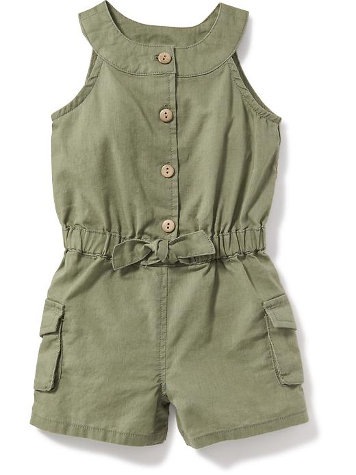 View large product image 1 of 1. Linen-Blend Utility Romper for Baby