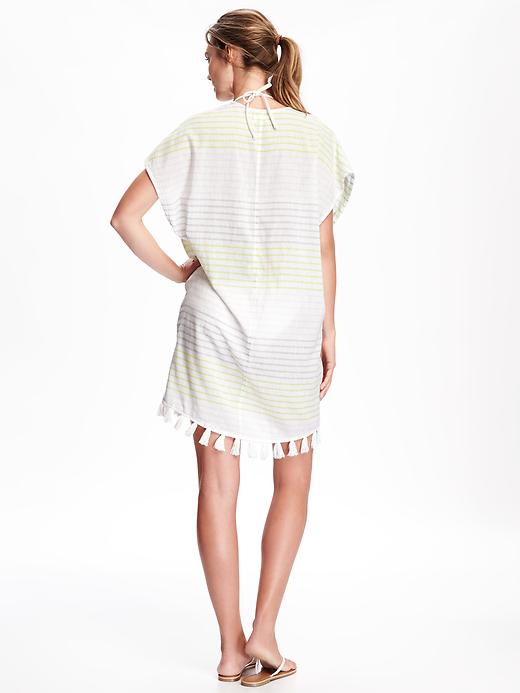 Image number 2 showing, Striped Gauze Tassel Swim Cover-Up for Women