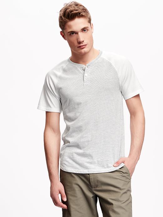 View large product image 1 of 1. Raglan-Sleeve Henley for Men