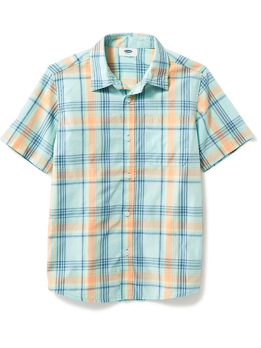 View large product image 1 of 1. Plaid Poplin Shirt for Boys