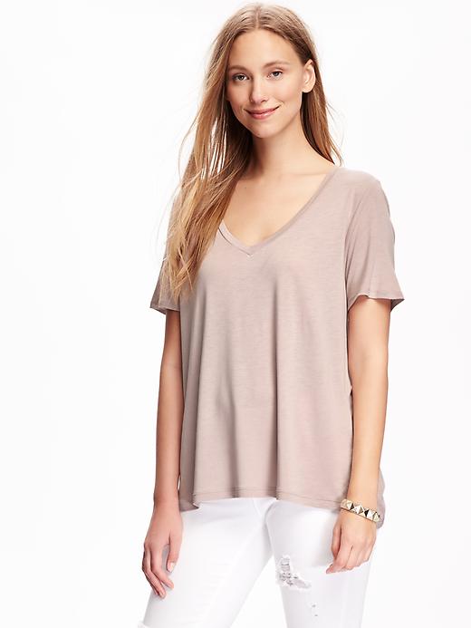 Image number 1 showing, Relaxed Drapey V-Neck Tee for Women