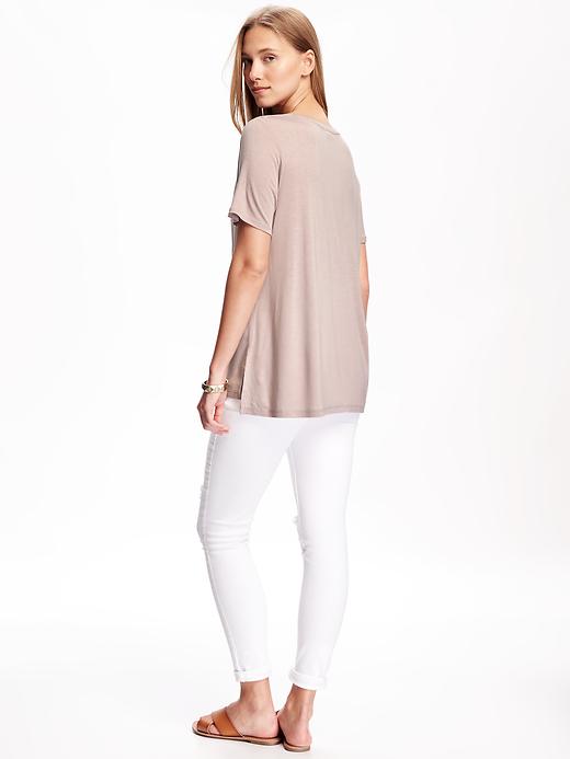Image number 2 showing, Relaxed Drapey V-Neck Tee for Women