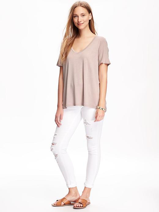 Image number 3 showing, Relaxed Drapey V-Neck Tee for Women