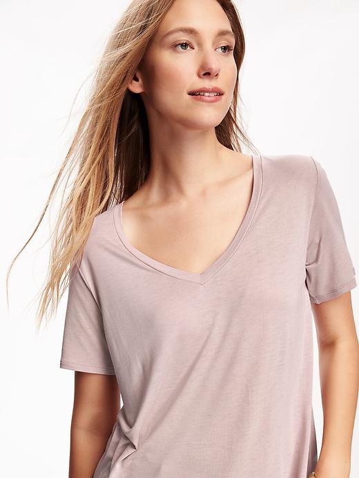 Image number 4 showing, Relaxed Drapey V-Neck Tee for Women