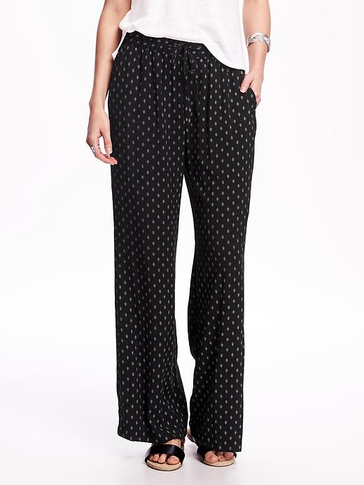 View large product image 1 of 2. Mid-Rise Soft Wide-Leg Pants for Women