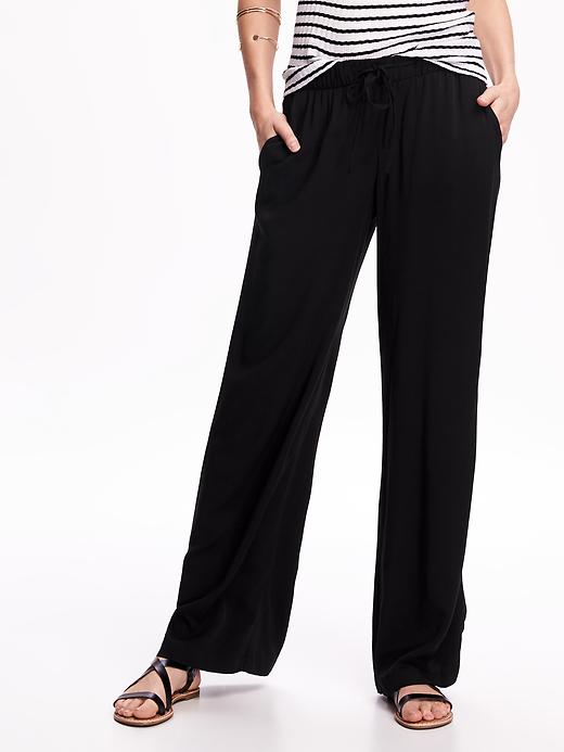 View large product image 1 of 2. Mid-Rise Wide-Leg Drapey Pants for Women