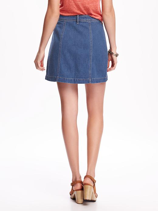 View large product image 2 of 2. Mini High-Rise A-Line Denim Skirt for Women