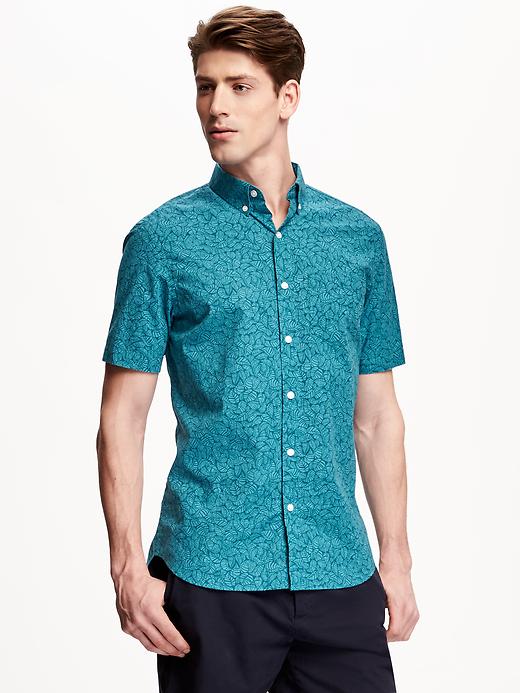 View large product image 1 of 1. Printed Slim-Fit Poplin Shirt for Men