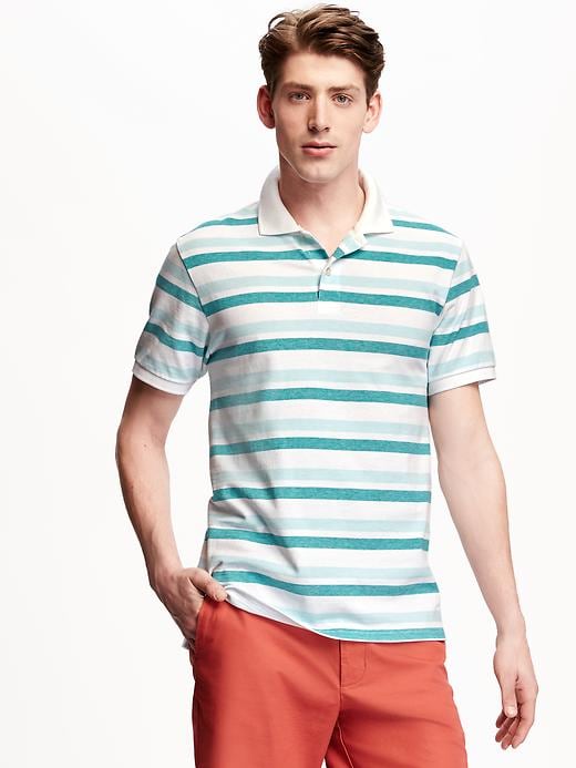 View large product image 1 of 5. Striped Pique Polo for Men