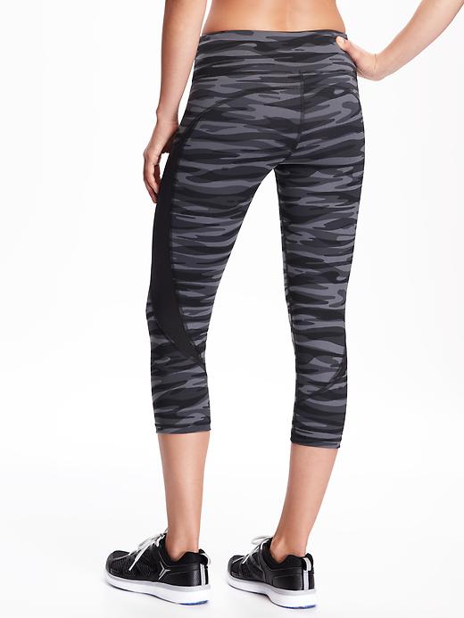 View large product image 2 of 2. Go-Dry Mid-Rise Printed Compression Crops for Women