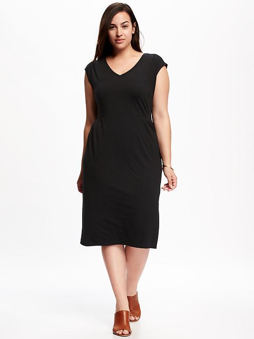 Image number 1 showing, Sleeveless Plus-Size Jersey Sheath Dress