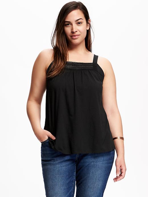 View large product image 1 of 1. Lace-Trim Plus-Size Swing Tank