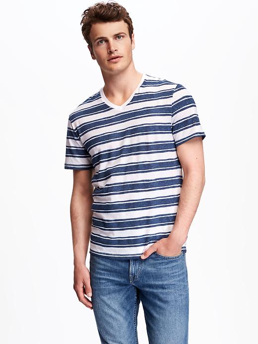 View large product image 1 of 1. Striped V-Neck Tee for Men