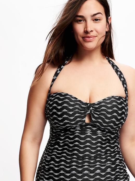 Image number 3 showing, Ruched Plus-Size Halter One-Piece Swimsuit