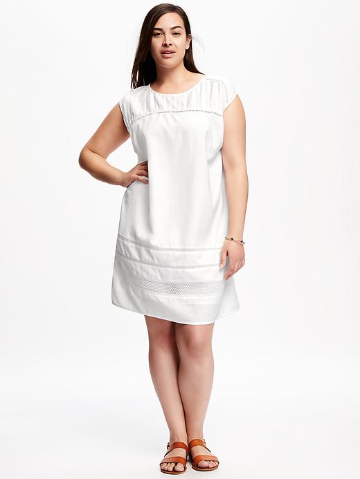 Image number 1 showing, Linen-Blend Plus-Size Shift Dress
