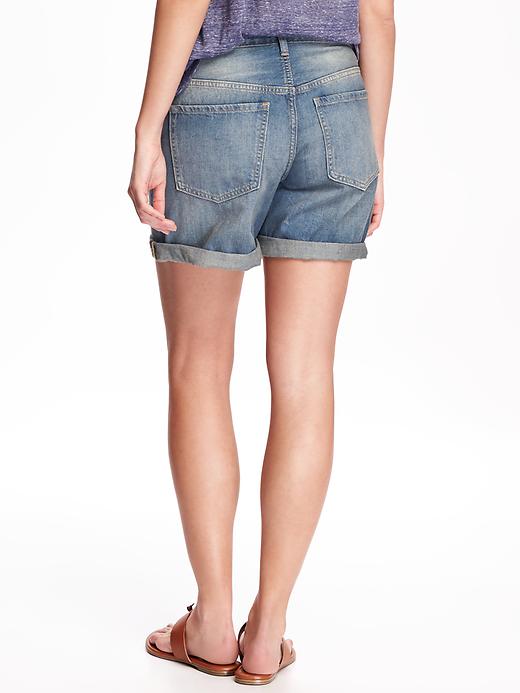View large product image 2 of 2. Distressed Boyfriend Jean Shorts for Women (5")
