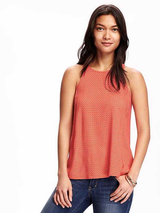 Image number 1 showing, Patterned High-Neck Trapeze Tank for Women