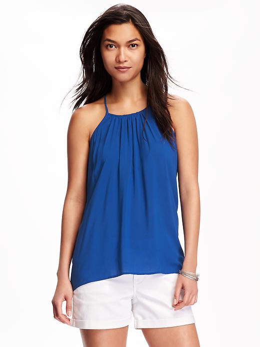 Image number 1 showing, Pleated High-Neck Tank for Women