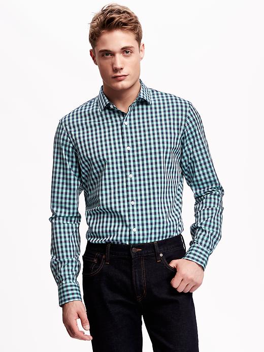 Image number 1 showing, Slim-Fit Built-In Flex Signature Non-Iron Dress Shirt for Men