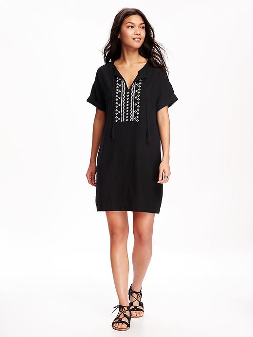 Image number 1 showing, Embroidered Shift Dress for Women