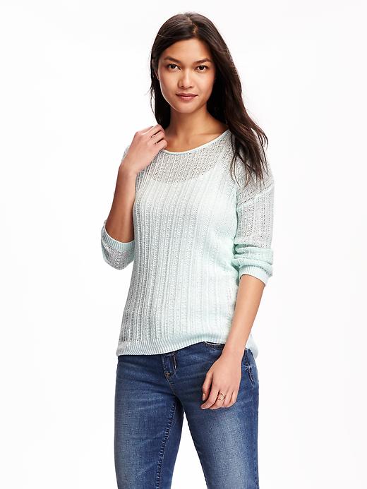 Image number 1 showing, Lightweight Pointelle Sweater for Women
