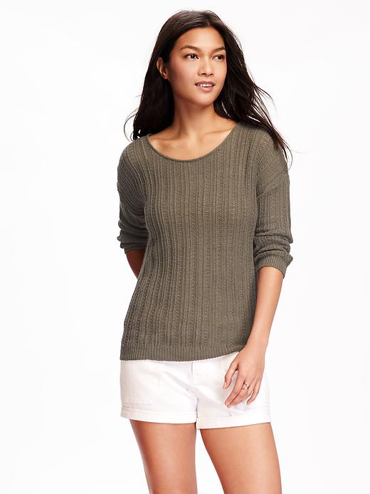 View large product image 1 of 1. Lightweight Pointelle Sweater for Women
