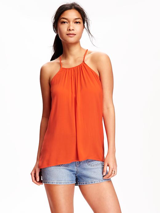 View large product image 1 of 1. Pleated High-Neck Tank for Women