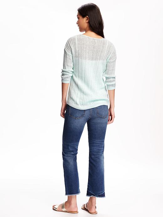 Image number 2 showing, Lightweight Pointelle Sweater for Women