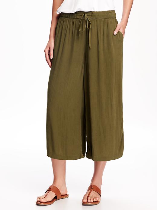 View large product image 1 of 2. Mid-Rise Pull-On Gauze Culottes for Women
