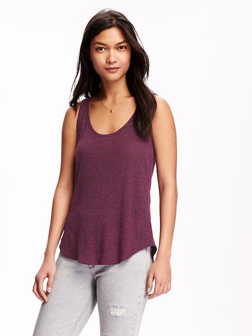 View large product image 1 of 1. Relaxed Curve Hem Linen Tank for Women