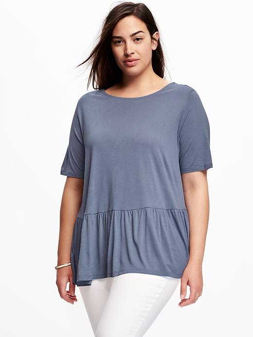 View large product image 1 of 1. Relaxed Plus-Size Peplum Top