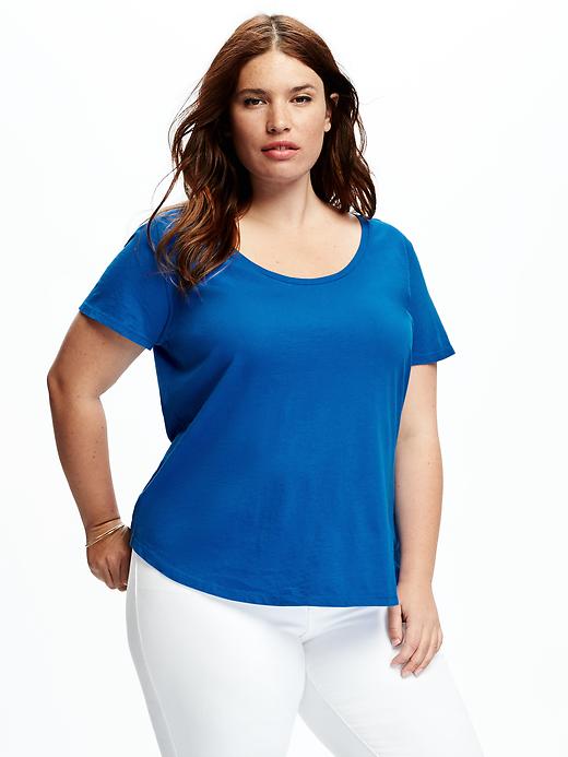 View large product image 1 of 1. Solid Plus-Size Scoop Neck Tee