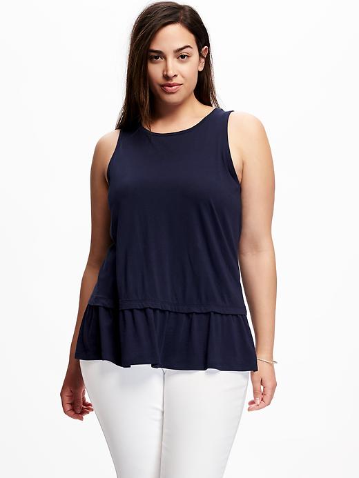 View large product image 1 of 1. Relaxed Plus-Size Peplum Tank