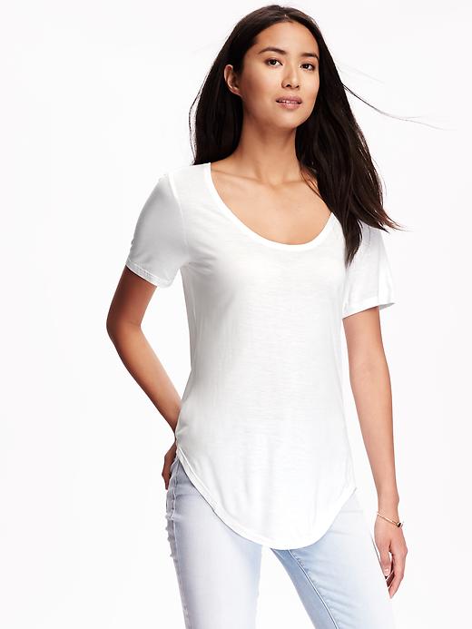 View large product image 1 of 1. Relaxed Curved-Hem Tee for Women