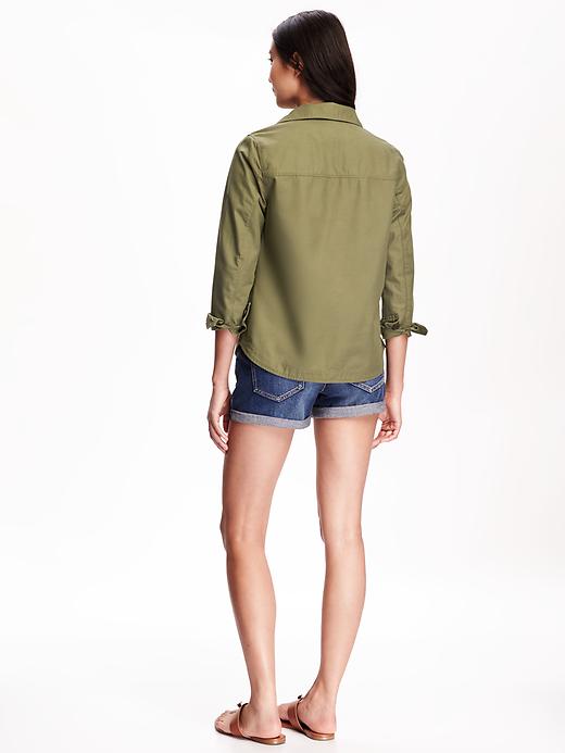 Image number 2 showing, Twill Utility Shirt Jacket for Women