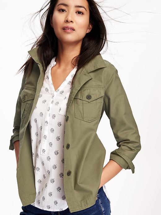 Image number 4 showing, Twill Utility Shirt Jacket for Women